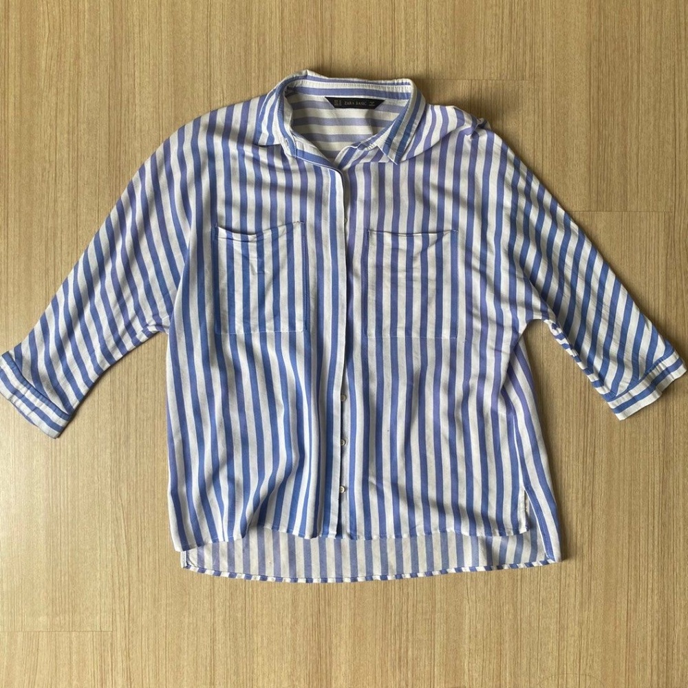Zara Blue Striped Button down shirt